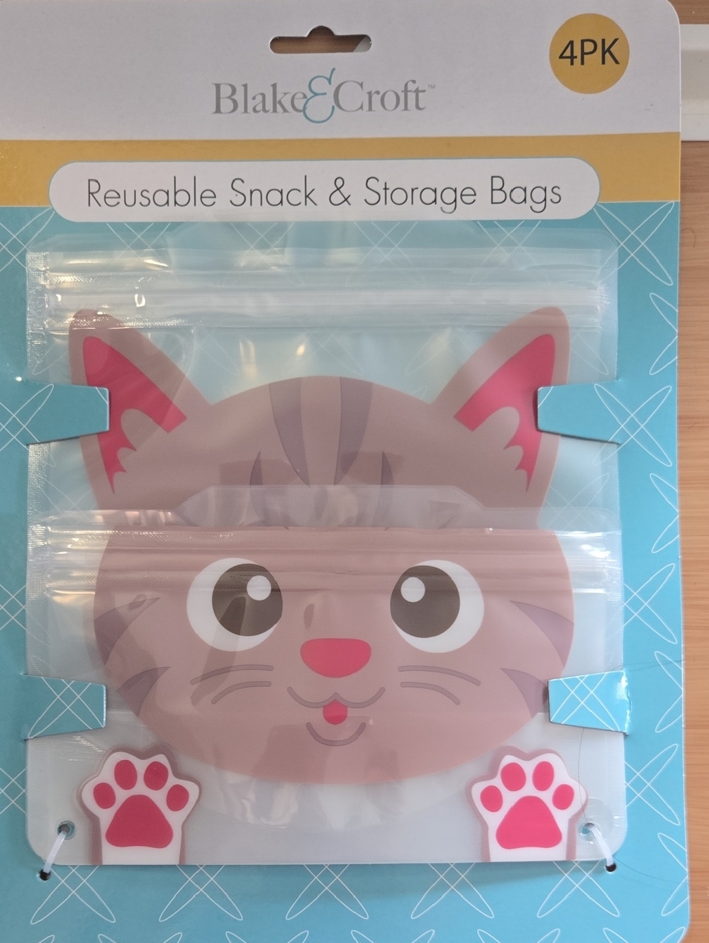 Blake & Croft Reusable Cat Snack & Storage Bags - Pink/Brown 4pk